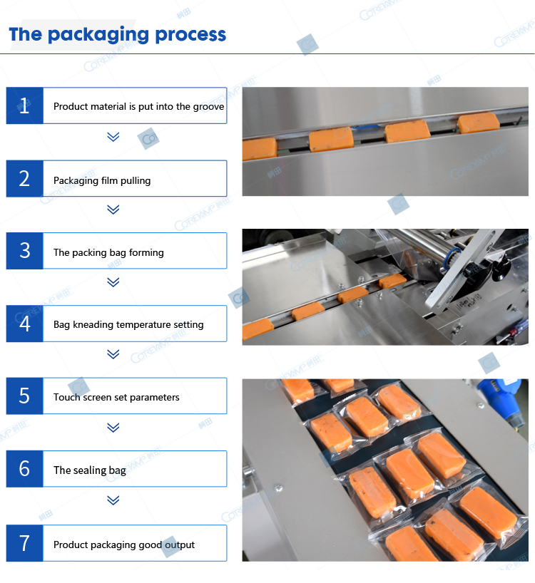 Flow wrap packing machine for cake packing